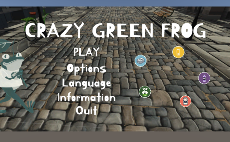Accueil du jeu Crazy Green Frog, Interaktive Öko-Spiele für Schulen und Familien