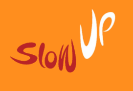 Image orange with slow up write inside. Un evenement for the eco-mobility.
